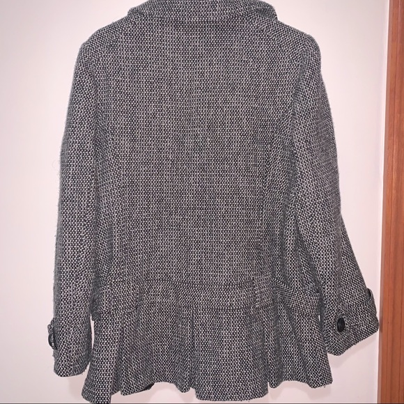 Short black and white houndstooth pea coat - Picture 2 of 6